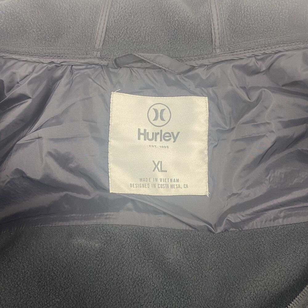 Hurley Jacket Mens Extra Large Black Hooded Softshell Quilted Puffer Windbreaker - Picture 8 of 10